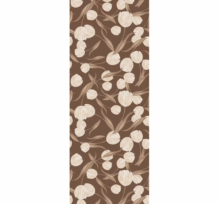 Eetkamer rolgordijn elegant beige tulpenpatroon - TenStickers