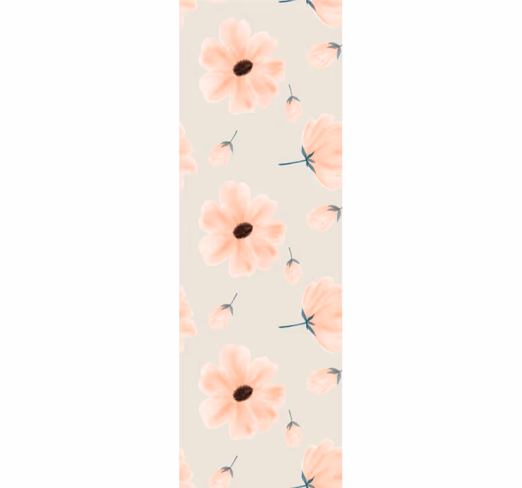 Eetkamer rolgordijn grote bloemen aquarel op beige - TenStickers
