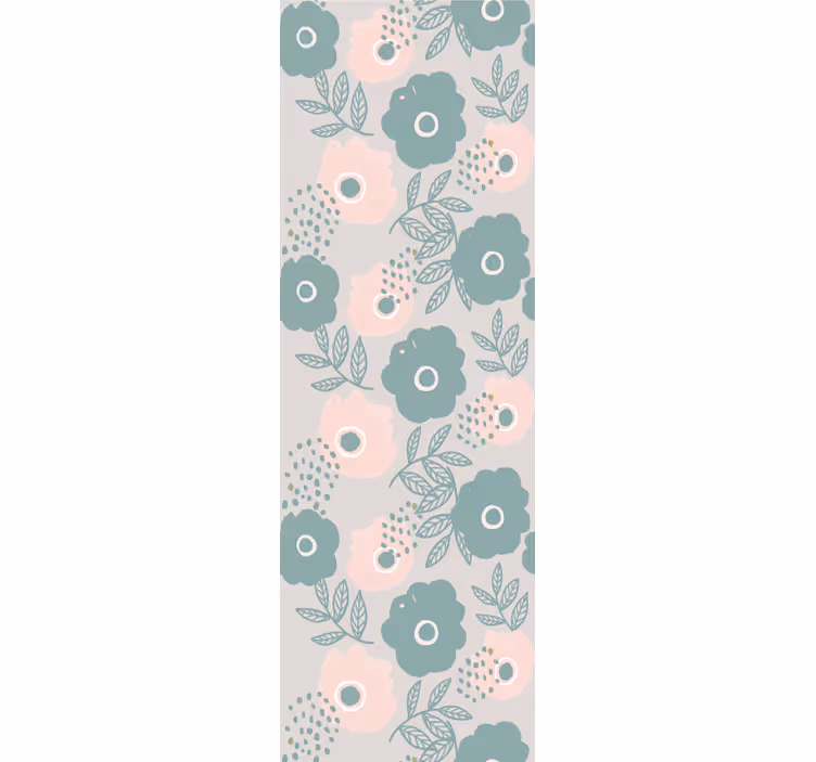 Eetkamer rolgordijn roze en blauwe aquarel bloemen - TenStickers