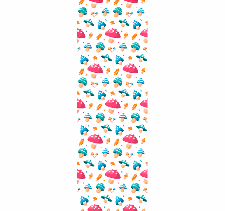 Eetkamer rolgordijn met multikleurige paddenstoelen - TenStickers