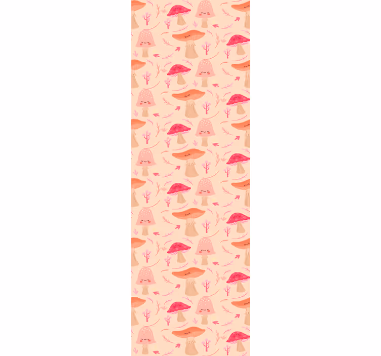 Eetkamer rolgordijn blije klassieke paddenstoelen - TenStickers