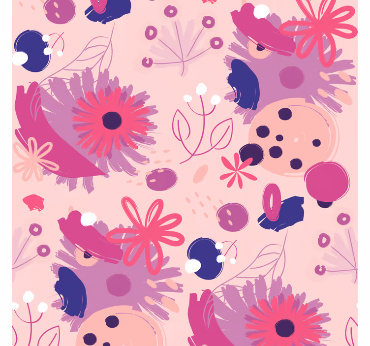 Eetkamer rolgordijn abstract paarse bloemen - TenStickers