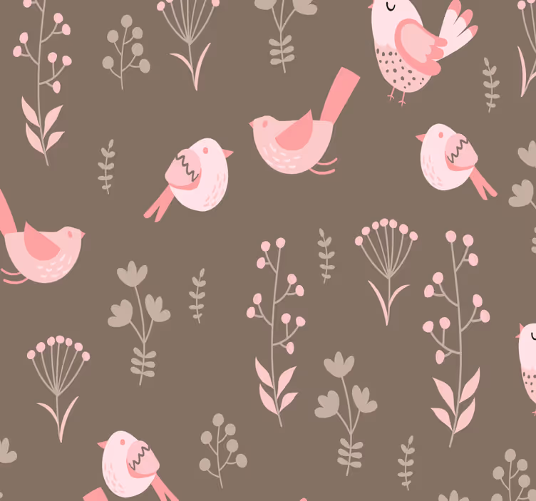 Eetkamer rolgordijn vintage roze vogels - TenStickers
