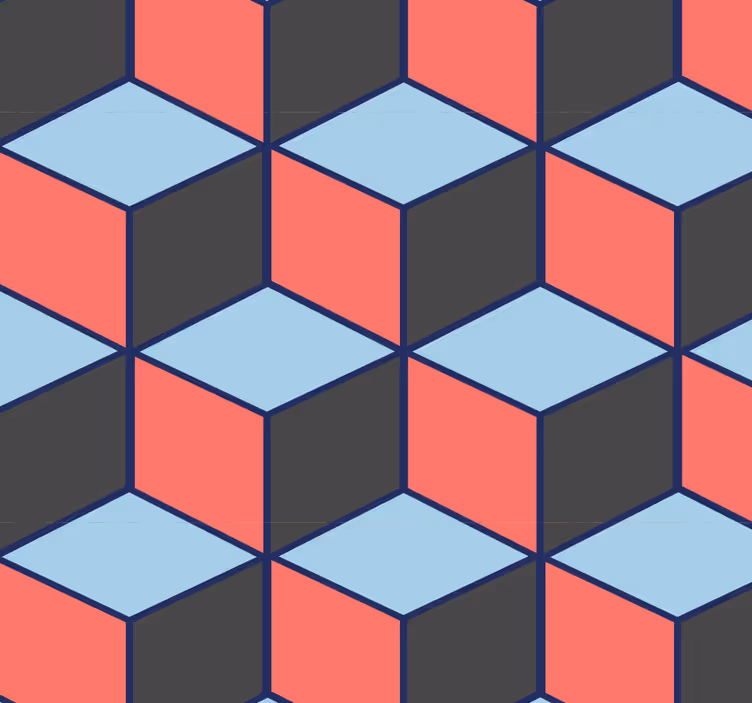 Eetkamer rolgordijn geometrische vierkanten 3d - TenStickers