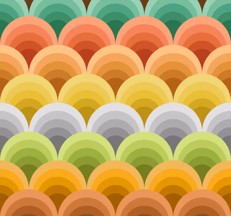 Eetkamer rolgordijn vintage met oranje cirkels - TenStickers