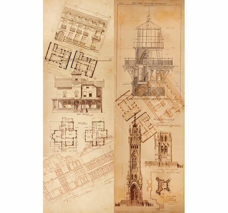Eetkamer rolgordijn architectonische parel - TenStickers