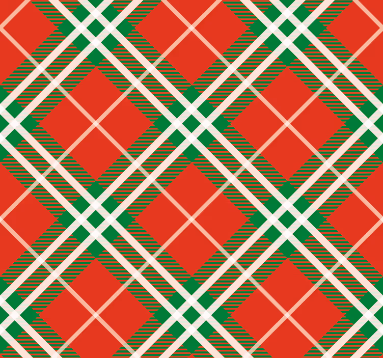Eetkamer rolgordijn schotse tartan rood en groen - TenStickers
