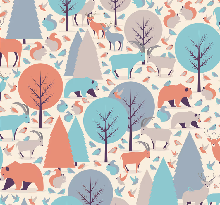 Kinderkamer rolgordijn scandinavisch boslandschap - TenStickers