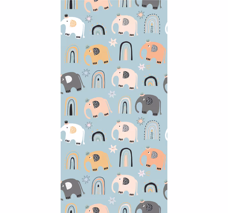 Kinderkamer rolgordijn olifant regenboog motieven - TenStickers