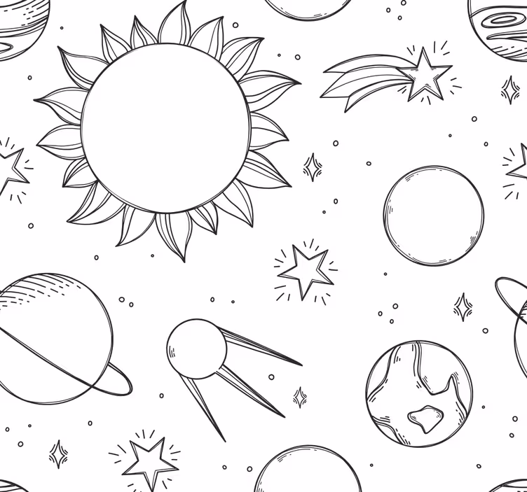 Kinderkamer rolgordijn ruimte doodle - TenStickers