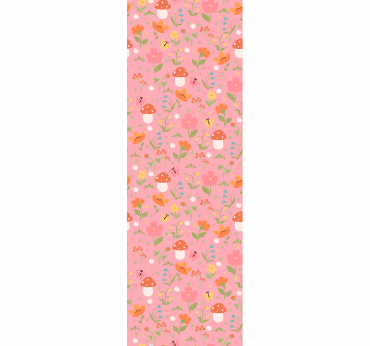 Kinderkamer rolgordijn bloemenpaddenstoelenpatroon - TenStickers