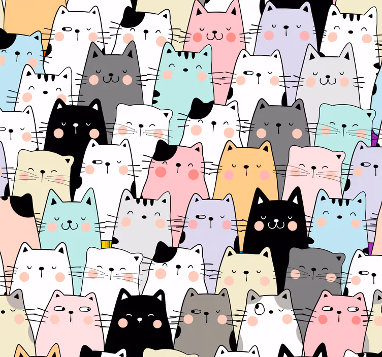 Kinderkamer rolgordijn katten - TenStickers