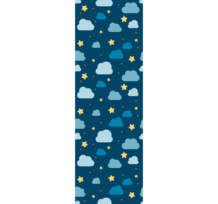 Kinderkamer rolgordijn sterrennacht met wolken - TenStickers