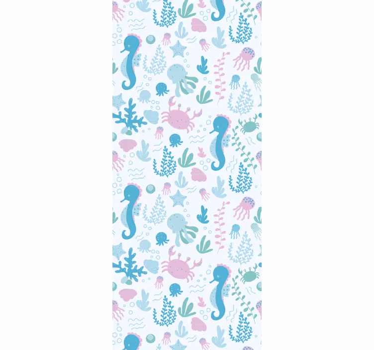 Kinderkamer rolgordijn pastel kleur zeedieren en planten - TenStickers