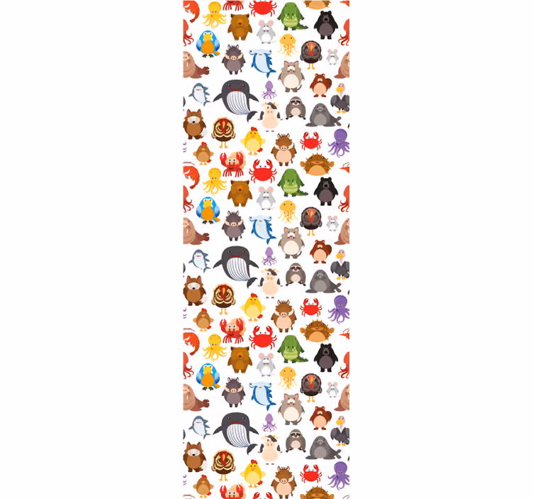 Kinderkamer rolgordijn wilde dieren in kleuren - TenStickers