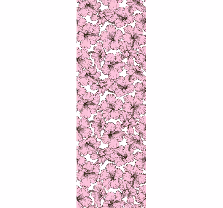 Kinderkamer rolgordijn roze bloemen hibiscus patroon - TenStickers