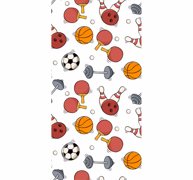 Kinderkamer rolgordijn sportuitrusting doodle stijl - TenStickers