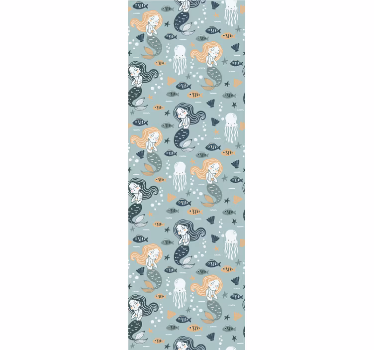 Kinderkamer rolgordijn blauw magisch zeemeermin patroon - TenStickers