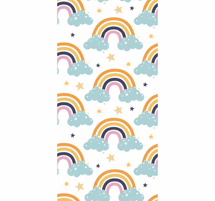 Kinderkamer rolgordijn kleurrijke regenbogen met wolken - TenStickers