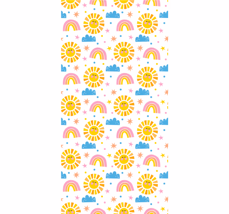 Kinderkamer rolgordijn regenbogen zonnen en wolken - TenStickers