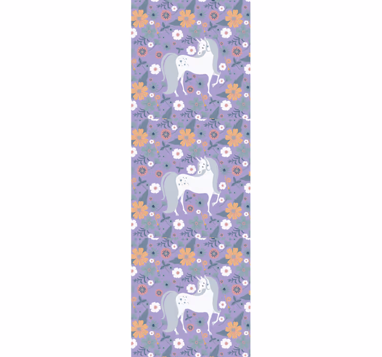 Kinderkamer rolgordijn met patroon van eenhoorns en bloemen - TenStickers