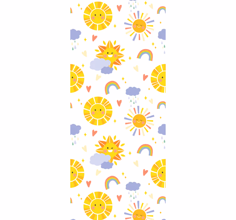Kinderkamer rolgordijn pastelgekleurde regenbogen en wolken - TenStickers