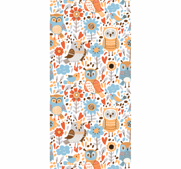 Kinderkamer rolgordijn kleurrijke uilen met bloemen patroon - TenStickers