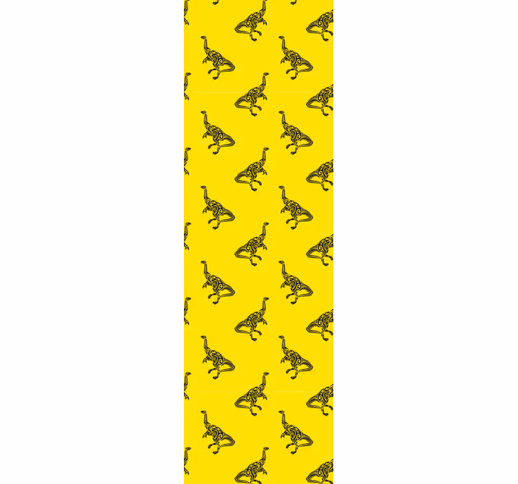 Kinderkamer rolgordijn brachiosaurus symbolen op geel - TenStickers