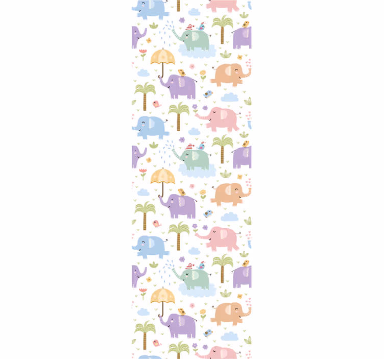 Kinderkamer rolgordijn schattig olifantenpatroon - TenStickers