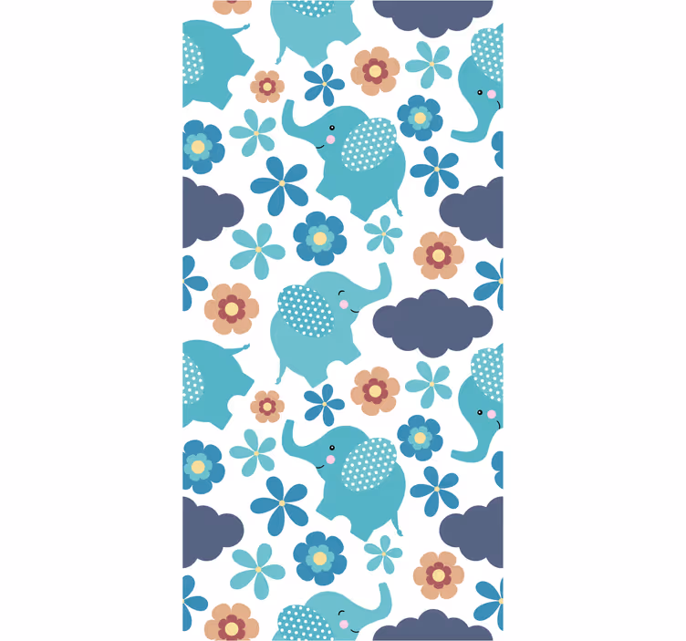 Kinderkamer rolgordijn olifanten en bloemen - TenStickers