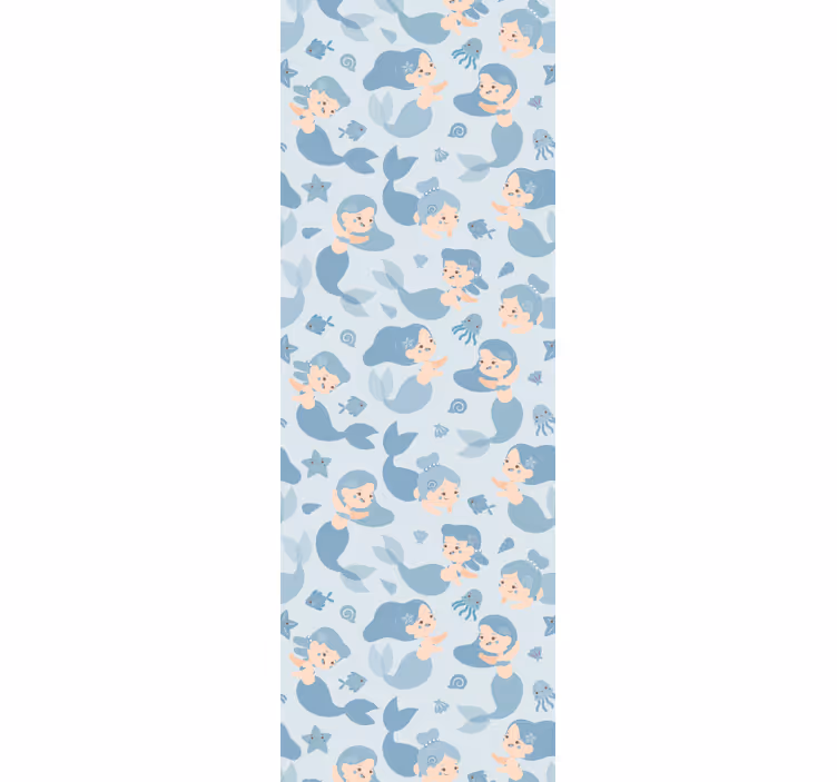 Kinderkamer rolgordijn zeemeermin kind blauw glimlachend - TenStickers
