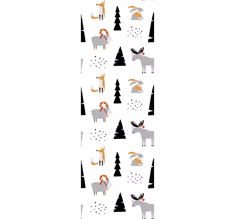 Kinderkamer rolgordijn dieren in de winter patroon - TenStickers
