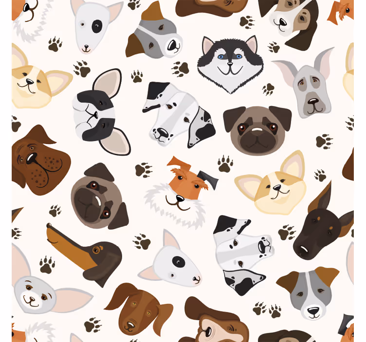 Kinderkamer rolgordijn schattig mix puppy en hond patroon - TenStickers