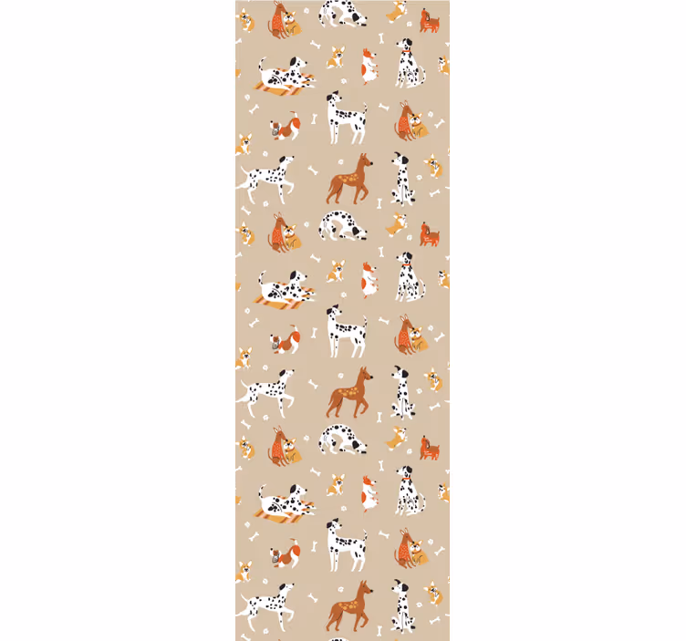 Kinderkamer rolgordijn schattige honden op beige - TenStickers