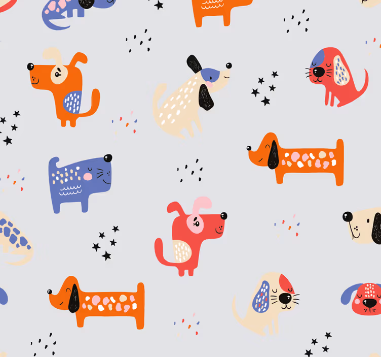 Kinderkamer rolgordijn geïllustreerde honden - TenStickers