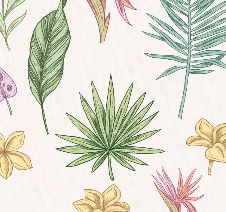 Kinderkamer rolgordijn bloemen en palmbomen - TenStickers