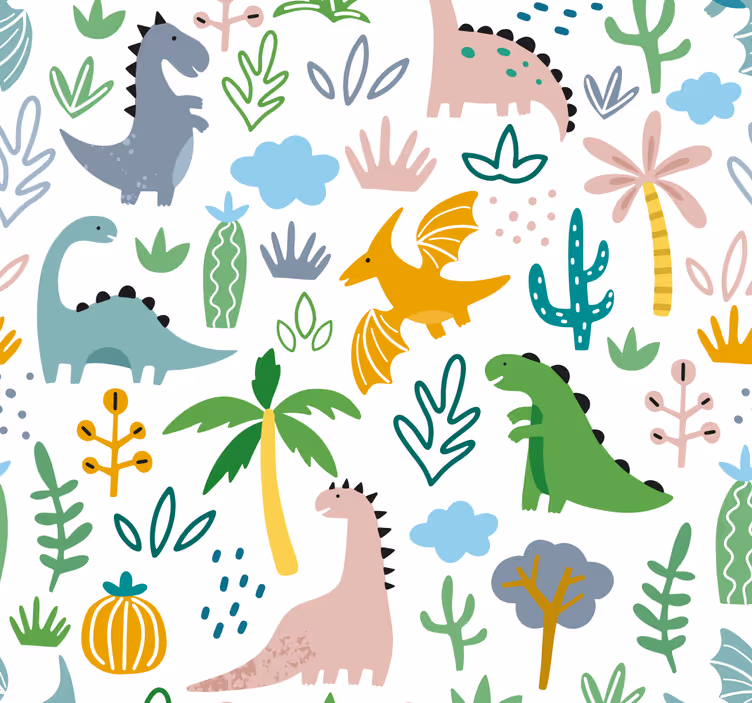 Kinderkamer rolgordijn scandinavisch jurassic patroon - TenStickers