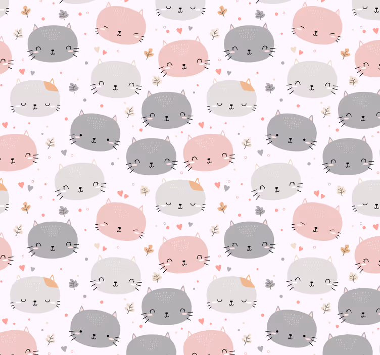 Kinderkamer rolgordijn schattige grijze en roze kittens - TenStickers
