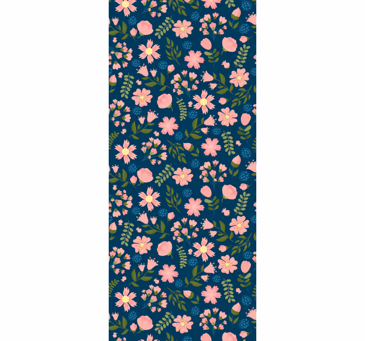 Kantoor rolgordijn bloemenprint 'floflo' blauw - TenStickers