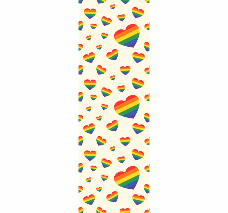Rolgordijn tienerkamer regenboog harten display - TenStickers