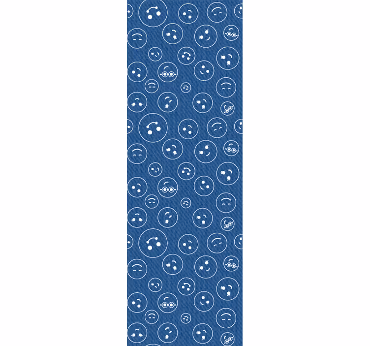 Rolgordijn tienerkamer marineblauwe smiley gezichten - TenStickers
