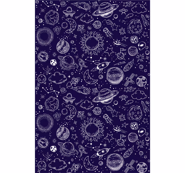 Rolgordijn tienerkamer planet doodle - TenStickers