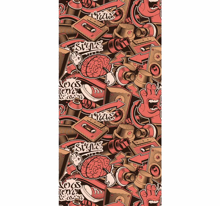 Rolgordijn tienerkamer rood graffiti werk - TenStickers