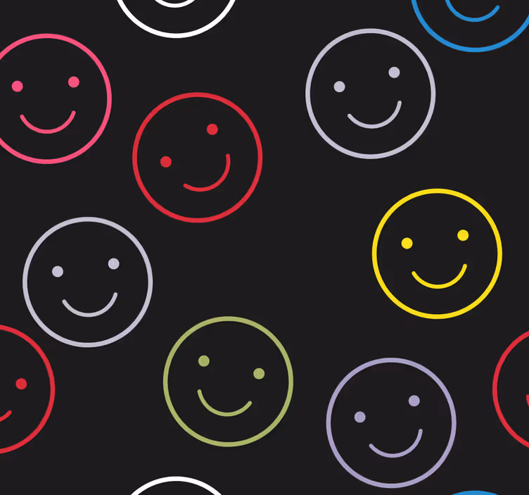 Rolgordijn tienerkamer kleurrijke smiley gezichten - TenStickers