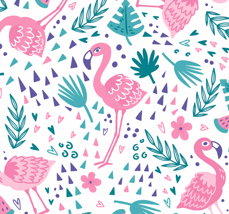 Rolgordijn tienerkamer flamingo patroon - TenStickers
