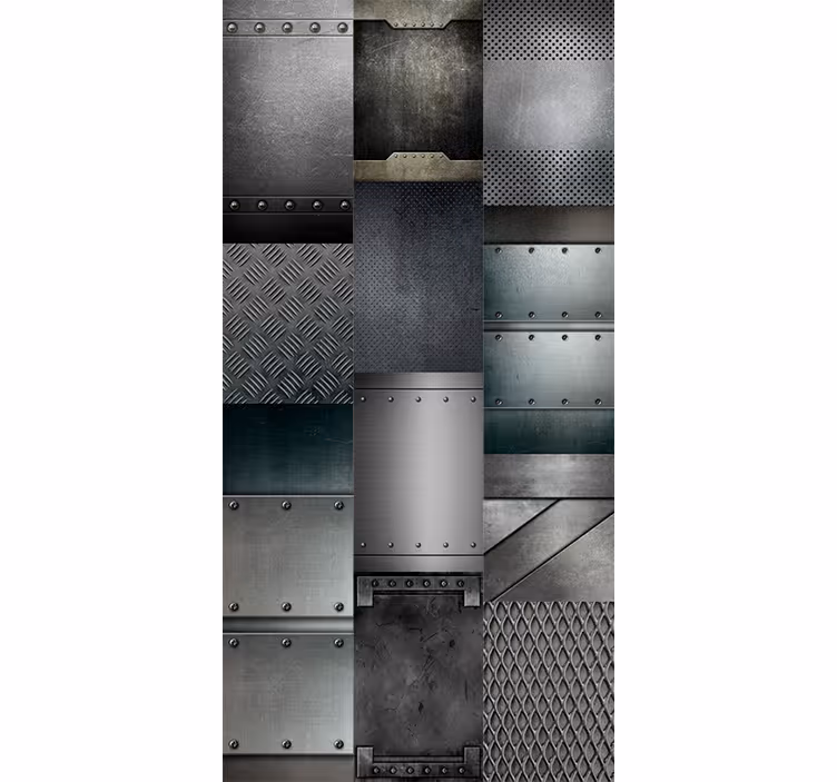 Modern rolgordijn met metalen zwarte blokkenpatroon - TenStickers
