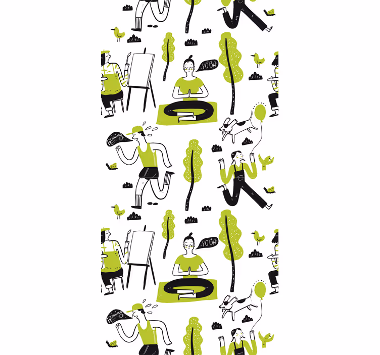 Modern rolgordijn gezonde levensstijl doodle set - TenStickers