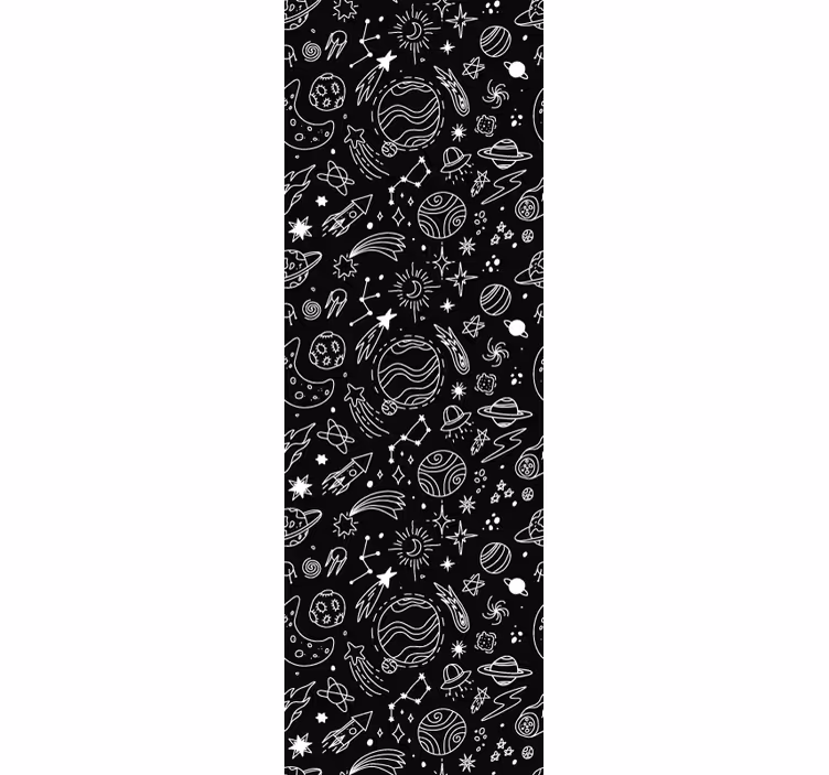 Modern rolgordijn zwart-witte kosmische illustraties - TenStickers