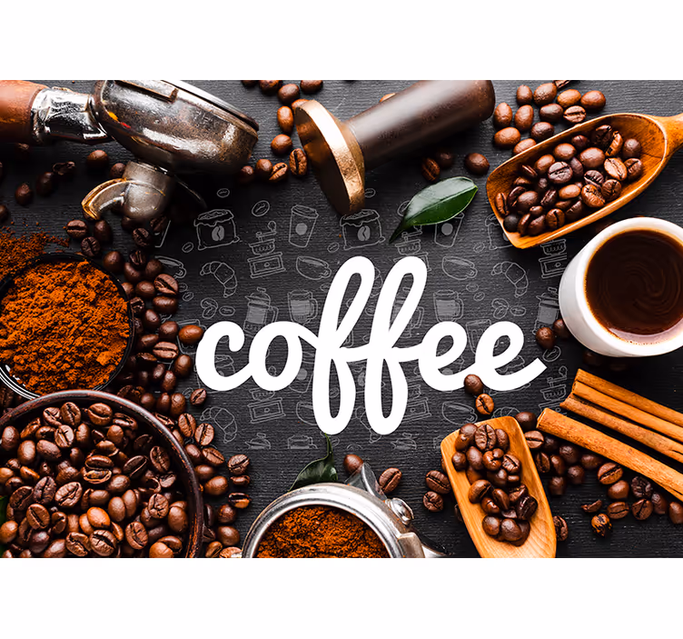 Keuken rolgordijn koffie ingrediënten en benodigdheden - TenStickers