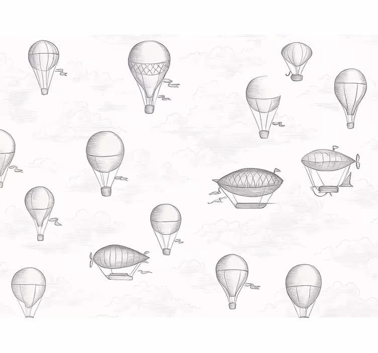 Rolgordijn grijs vintage luchten & luchtballonnen - TenStickers